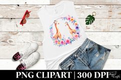 Watercolor Pastel Giraffe Floral Frame Clipart Product Image 3