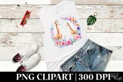 Watercolor Pastel Giraffe Floral Frame Clipart Product Image 3