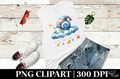 Cute Baby Snail Sleeping on the Cloud Clipart Product Image 3
