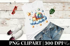 Cute Baby Snail Sleeping on the Cloud Clipart Product Image 3