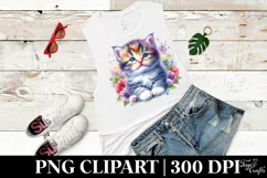 Vibrant Watercolor Baby Kitten | Sublimation Clipart Product Image 3