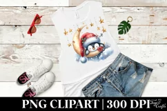 Christmas Penguin on Moon Sticker Clipart Product Image 3