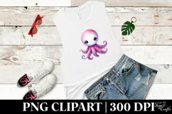 Vibrant Watercolor Cute Octopus | Sublimation Clipart Product Image 3