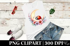 Vibrant Watercolor Ladybug Moon Flowers | Sublimation Product Image 3