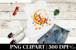 Whimsical Cute Baby Giraffe Sleeping on the Moon | Clipart Product Image 3