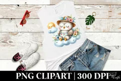 Watercolor Cute Baby Owl Dressed for Summer Sleeping on Product Image 1