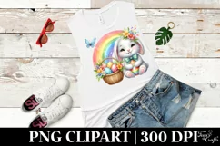 Easter Bunny Rainbow Egg Flower, Clipart |T-shirt, Mug PNG Product Image 5