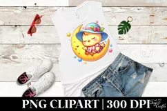 Vibrant Cute Chicken Sleeping on the Moon Clipart Product Image 3