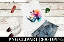 Vibrant Watercolor Pastel Rhino Clipart Product Image 1