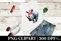 Vibrant Watercolor Pastel Rhino Clipart Product Image 3