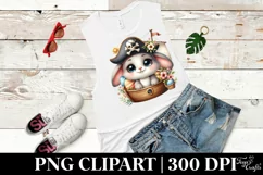 Pirate Easter Bunny Egg Flower, Clipart |T-shirt, Mug PNG Product Image 6