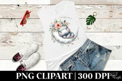 Baby Hippo Sleeping on the Moon | Clipart Product Image 3