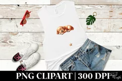 Watercolor Puppy Sleeping on Cloud with Hanging Stars Product Image 1