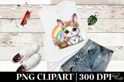 Easter Bunny Rainbow Flower, Clipart |T-shirt, Mug PNG Product Image 6