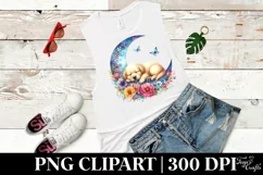 Whimsical Puppy Sleeping on the Moon | Clipart Product Image 3