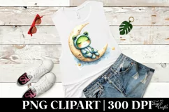 Watercolor Whimsical Cute Baby Frog Dressed Clipart Product Image 1