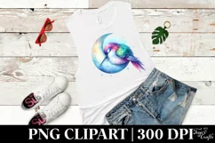 Vibrant Watercolor Pastel Hummingbird Sleeping on the Moon Product Image 1