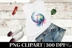 Vibrant Watercolor Pastel Hummingbird Sleeping on the Moon Product Image 3