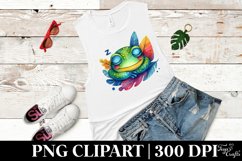 Vibrant Watercolor Frog Sleeping Clipart Product Image 3