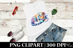 Vibrant Watercolor Pastel Baby Tiger Sleeping Clipart Product Image 3
