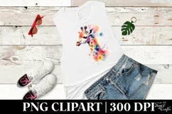 Vibrant Watercolor Pastel Giraffe Clipart Product Image 3