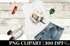 Baby Otter Sleeping on Moon | Clipart Product Image 3