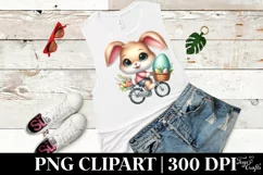 Easter Bunny on a Bicycle Egg Flower, Clipart |T-shirt, Mug Product Image 5