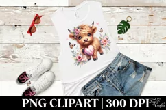 Cute Highland Cow Spring Love Flowers |T-shirt, Mug, Tumbler Product Image 5