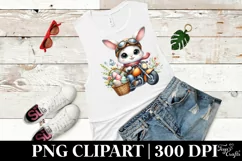 Easter Bunny on a Motorbike With Eggs Flower, Clipart Product Image 6
