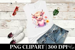 Pink Baby Highland Cow Spring Love Flowers |T-shirt, Mug Product Image 6