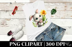 Easter Bunny with Scarf holdina a Flower, Clipart |T-shirt, Product Image 6
