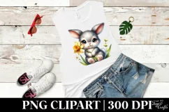 Easter Grey Bunny Spring Flower, Clipart |T-shirt, Mug PNG Product Image 6