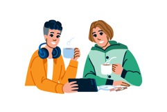 friends teen boys cafe vector Product Image 1