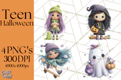 Teen Halloween Characters Clipart PNG Product Image 1