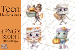 Teen Halloween Characters Clipart PNG Product Image 1