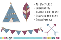 Woodland party decoration clipart set