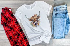 Spring Flower Highland Cow Watercolor Sublimation Design Product Image 3