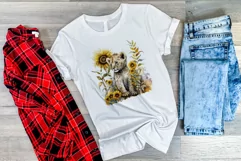 Watercolor Lion Cub and Sunflowers PNG for Sublimation Product Image 3