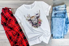 Spring Flower Highland Cow Watercolor Sublimation Design Product Image 3