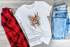 Spring Flower Deer Watercolor PNG Sublimation Design Product Image 3