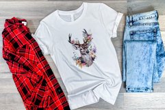 Spring Flower Deer Watercolor PNG Sublimation Design Product Image 3