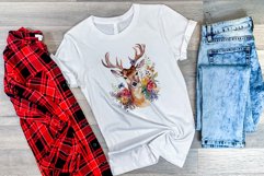 Spring Flower Deer Watercolor PNG Sublimation Design Product Image 3