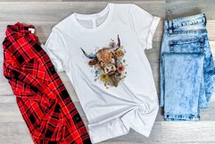 Spring Flower Highland Cow Watercolor Sublimation Design Product Image 3