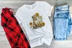Watercolor Lion Cub and Sunflowers PNG for Sublimation Product Image 3
