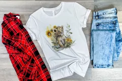 Watercolor Lion Cub and Sunflowers PNG for Sublimation Product Image 3