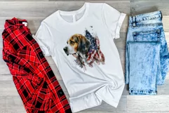 Patriotic Beagle Dog Watercolor Clip Art, PNG Sublimation Product Image 3
