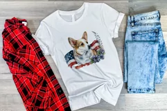 Patriotic Corgi Dog Watercolor ClipArt, PNG Sublimation Product Image 3