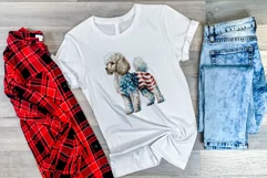 Patriotic Poodle Dog Watercolor Clip Art, PNG Sublimation Product Image 3