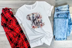 Watercolor Mother and Baby Elephant PNG for Sublimation Product Image 3