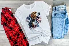 Patriotic Beagle Dog Watercolor Clip Art, PNG Sublimation Product Image 3
